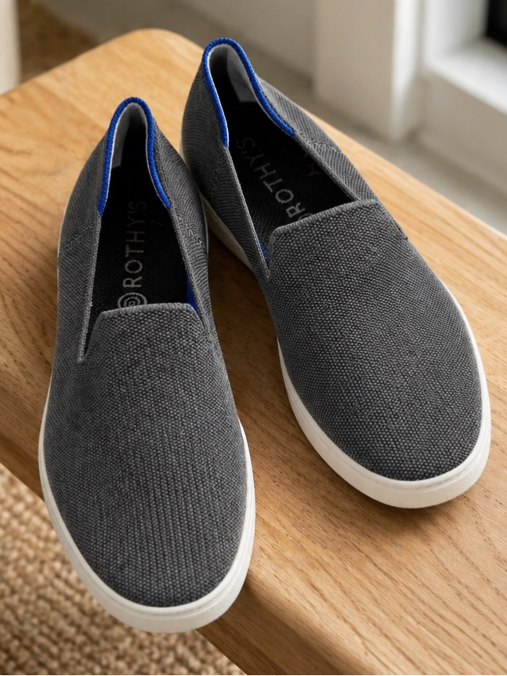 ROTHYS The Original Shoe Slip On Gray White Flats Sneaker Loafer